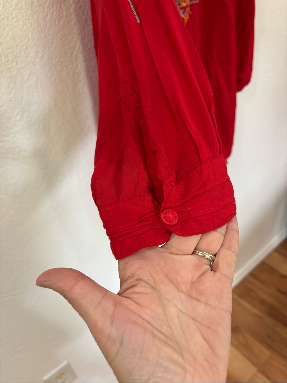 Johnny Was Red Embroidered Tunic Dress - Picture 7 of 13